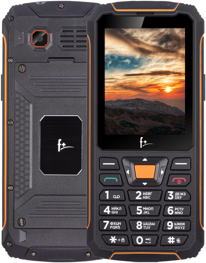 

Мобильный телефон F+, R240 Черно-оранжевый