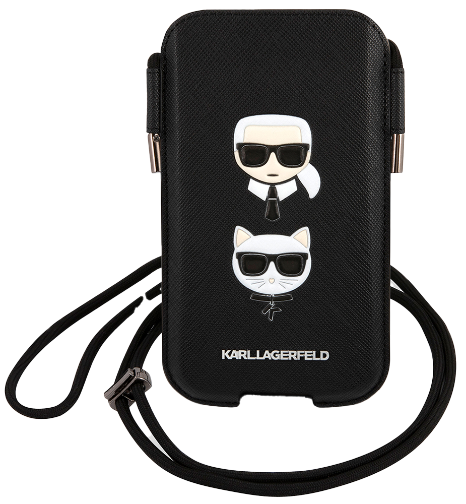 

Чехол Karl Lagerfeld, для смартфонов Pouch PU Saffiano Karl & Choupette L size Черный