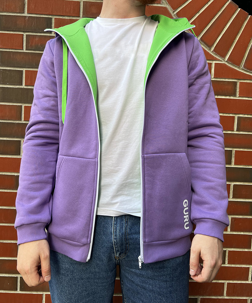 Худи  с зеленым подкладом Фиолетовое (3XL)