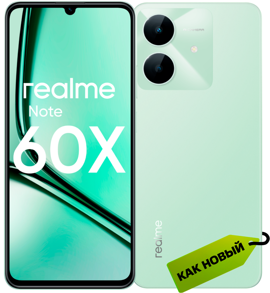 

Смартфон realme, Note 60X 3/64 Гб Зеленый "Как новый"