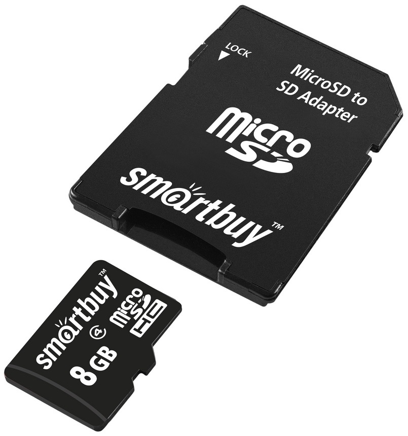 Карта памяти MicroSDHC Smartbuy 8Gb Class10 с адаптером Black 0305-1412 - фото 2