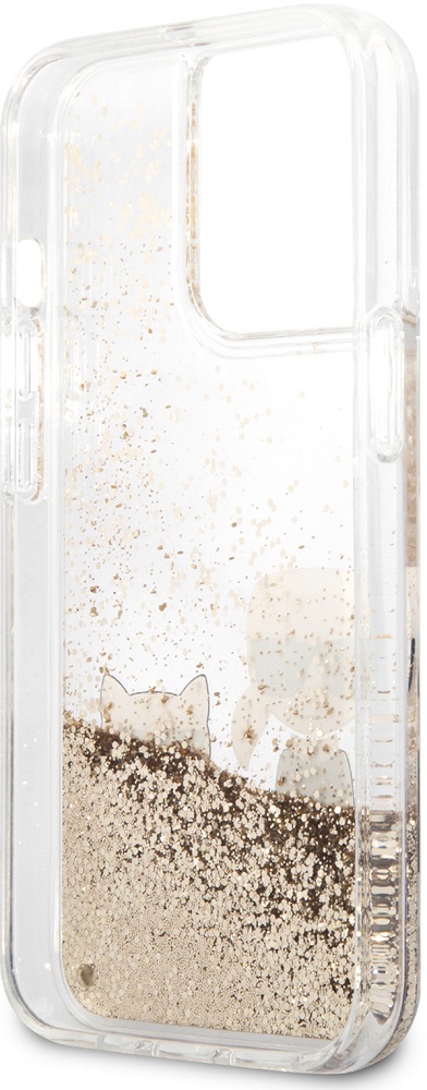 Чехол-накладка Karl Lagerfeld iPhone 13 Pro Max Liquid glitter Karl & Choupette Hard Gold Золотой 0319-0305 - фото 3