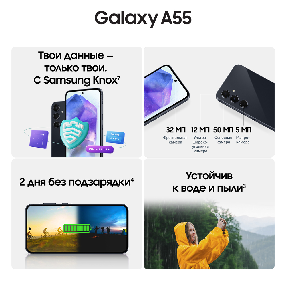 Смартфон Samsung Galaxy A55 8/256 Гб 5G Черный 3100-1932 SM-A556EZKCCAU Galaxy A55 8/256 Гб 5G Черный - фото 5