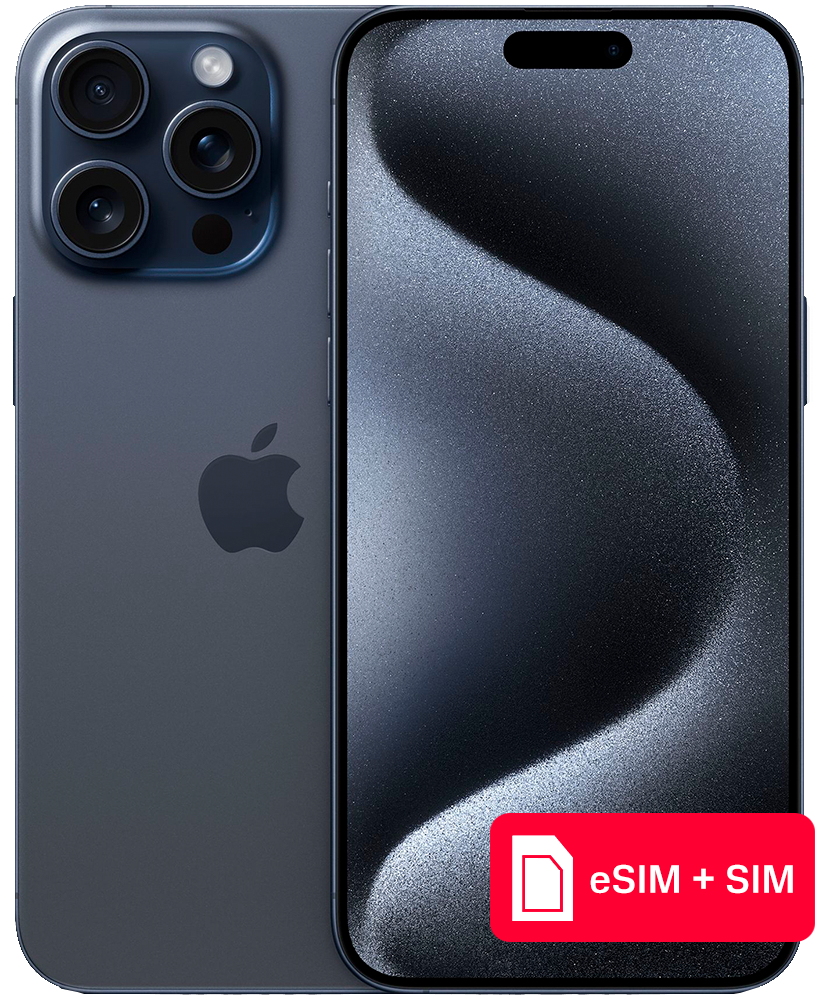 

Смартфон Apple, iPhone 15 Pro Max 1Tb eSIM + SIM Синий титан