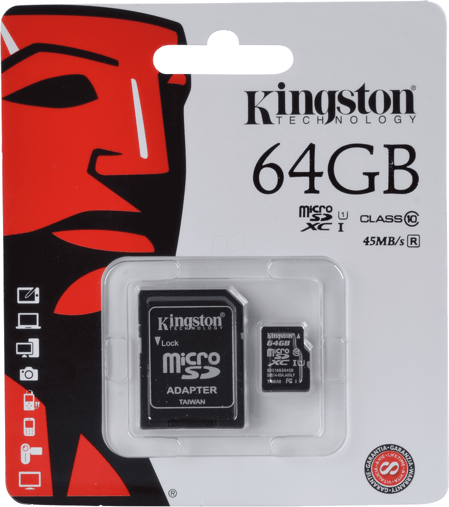 Карта памяти MicroSDHC Kingston SDC10G2 64Gb Class10 U1 UHS-I с адаптером 0305-1274 - фото 2