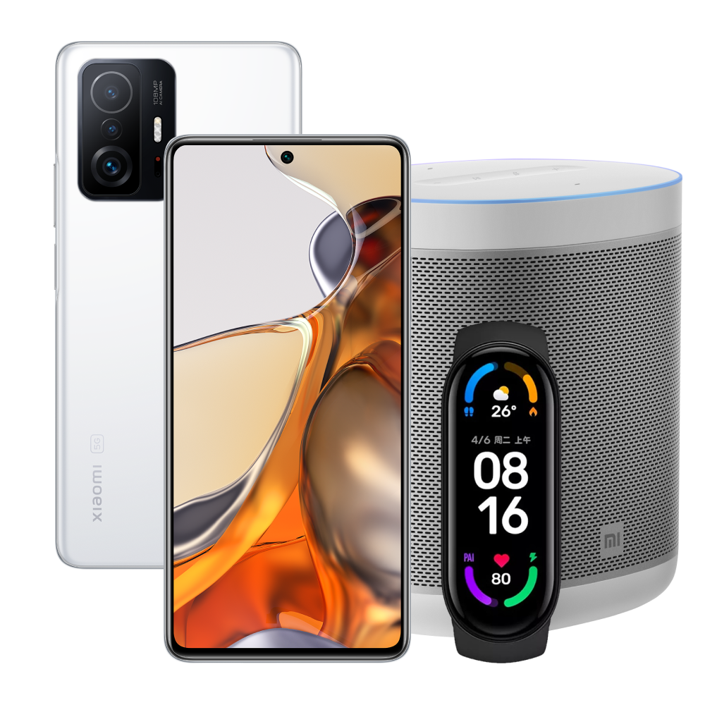 

Комплект Xiaomi, 11Т Pro 256GB 5G White + Браслет Mi Band 6 NFC + Колонка Mi Smart Speaker