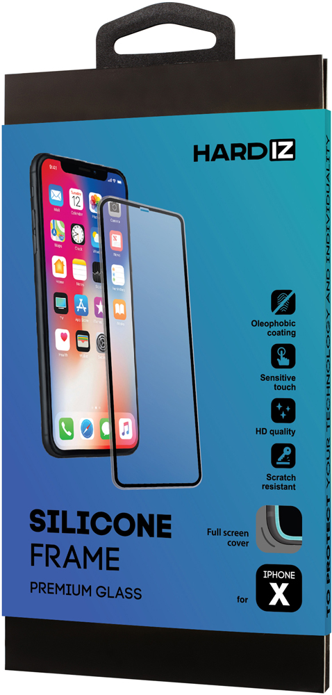 

Стекло защитное Hardiz, iPhone X Silicone Frame черная рамка