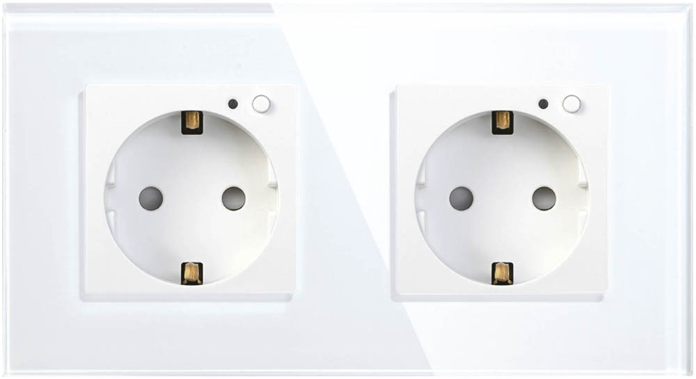 Умная розетка HIPER Smart wall socket Duo IoT Outlet W02 Duo встраиваемая White 0600-0753 HDY-OW02 - фото 1