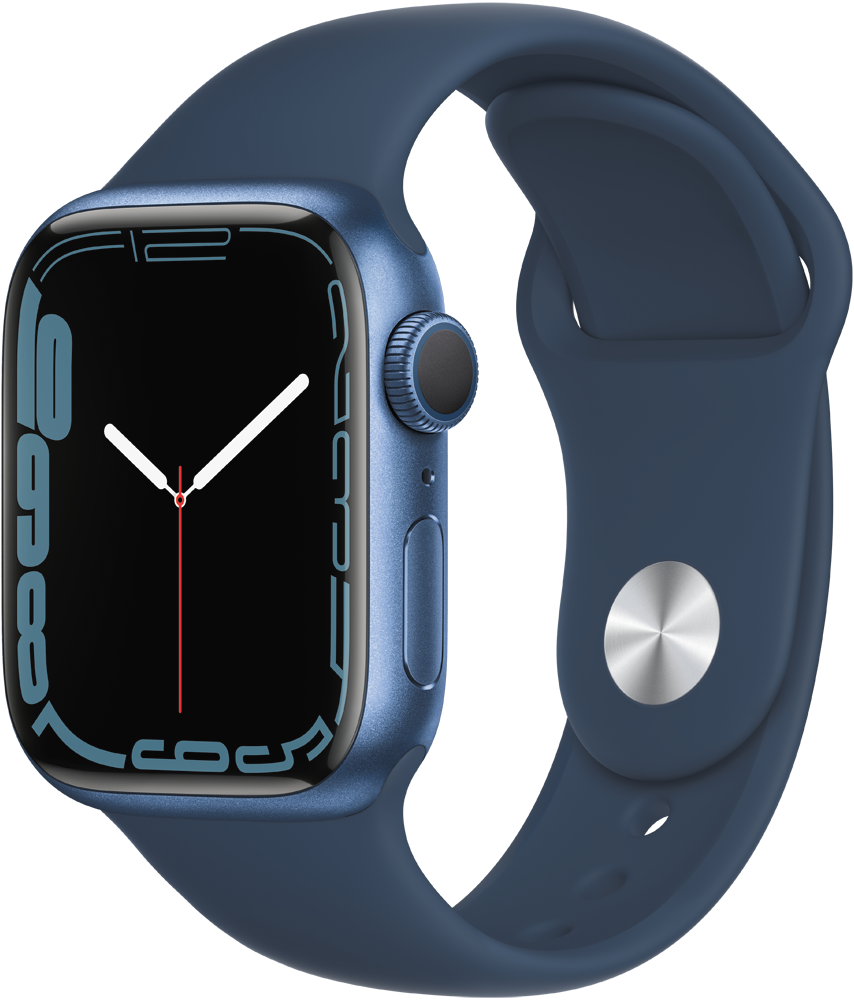 Apple Watch Series 7 GPS 41mm Blue Aluminum Abyss Blue Sport Band 34FR Print USEN