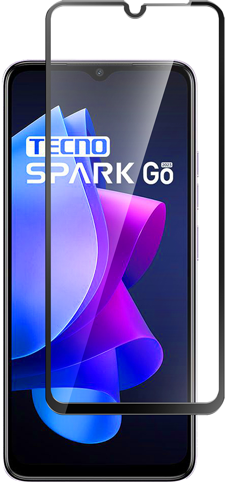 Стекло защитное для Tecno Spark Go 2023 Черная рамка