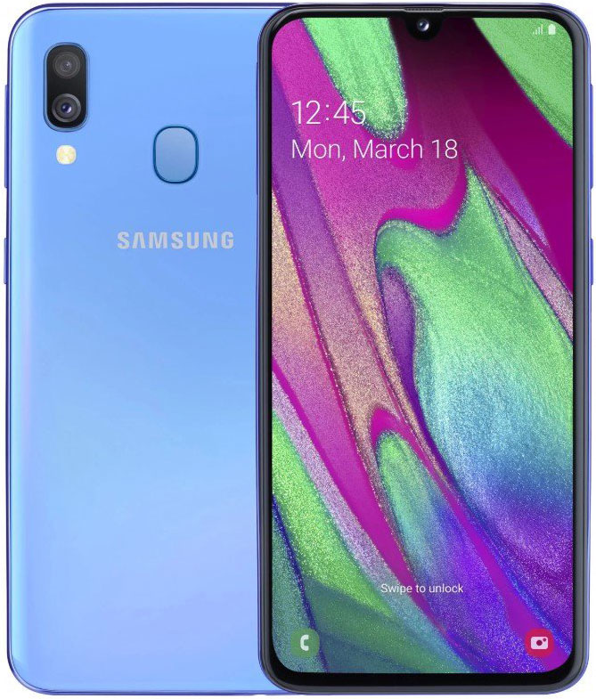 Смартфон Samsung A405 Galaxy A40 4/64Gb Blue 0101-6729 SM-A405FZBGSER A405 Galaxy A40 4/64Gb Blue - фото 1