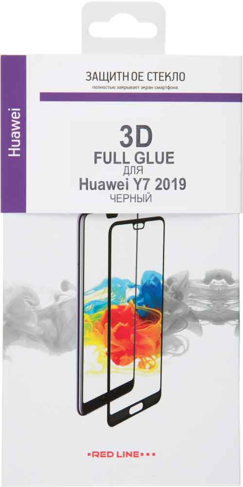 Стекло защитное RedLine Huawei Y7 2019 3D Full Glue черная рамка 0317-2318 - фото 3