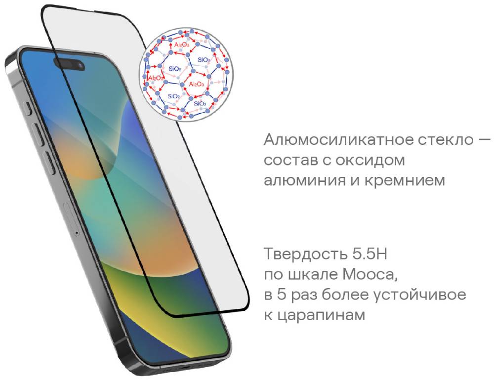 Стекло защитное uBear Extreme Nano Shield для iPhone 15 алюмосиликатное Черная рамка 0300-0547 - фото 3