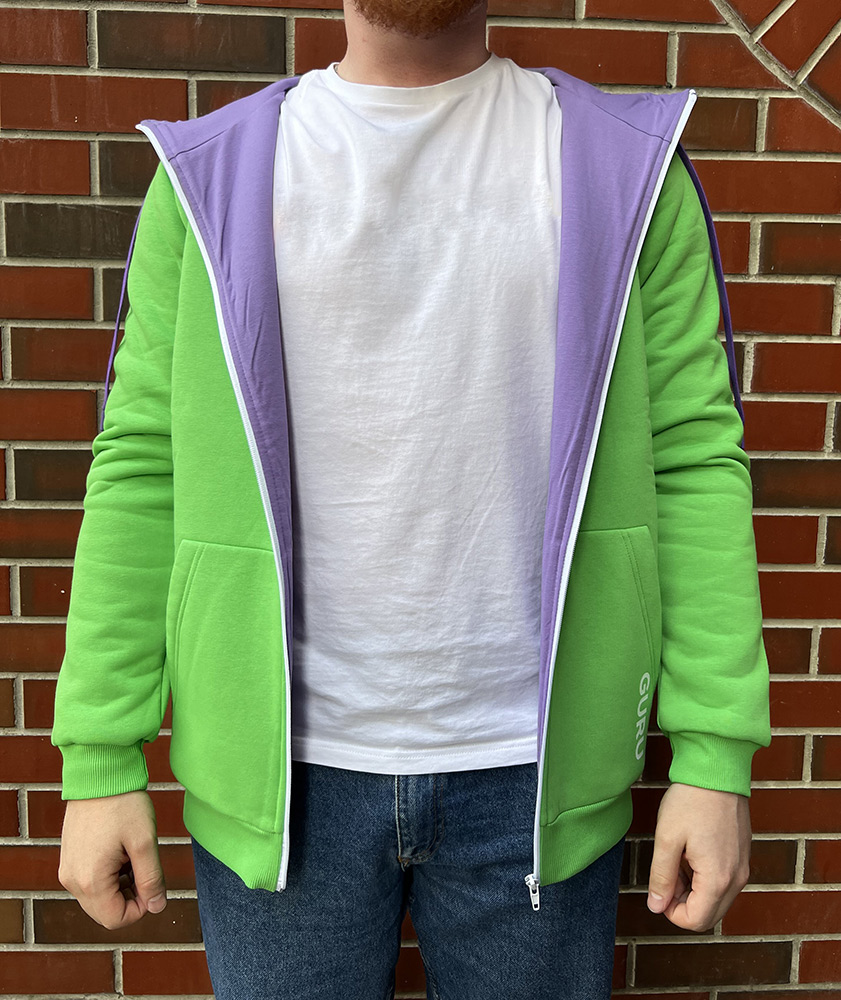 Худи  с фиолетовым подкладом Зеленое (S)