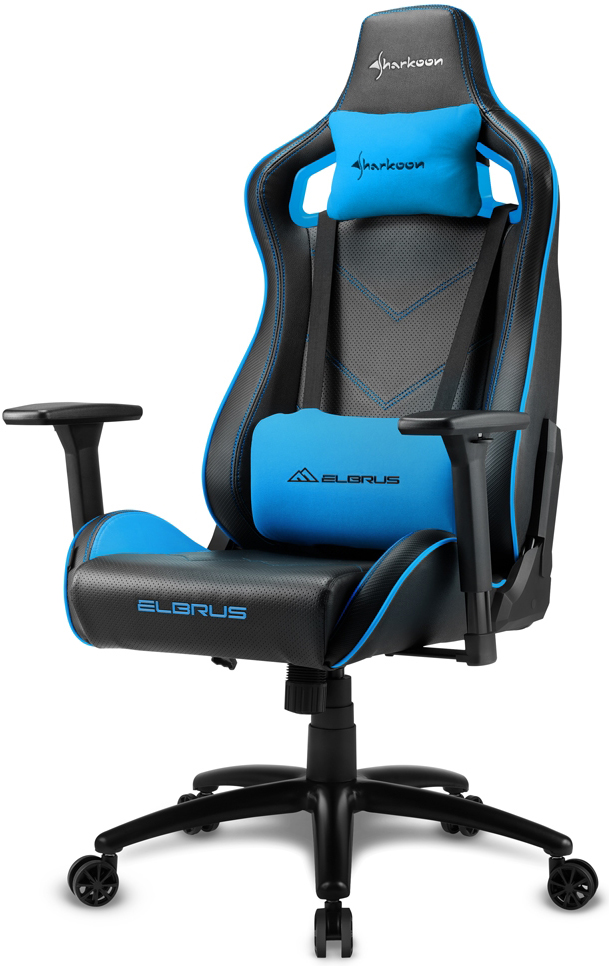 Игровое кресло Sharkoon Elbrus 2 экокожа Черно-синее 0200-3013 ELBRUS 2 BK/BU - фото 1
