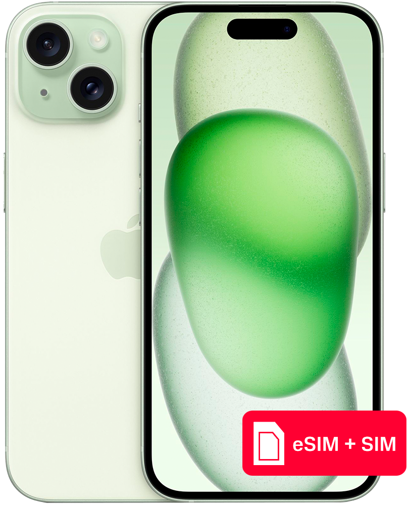 Смартфон Apple iPhone 15 256Gb eSIM + SIM Зеленый