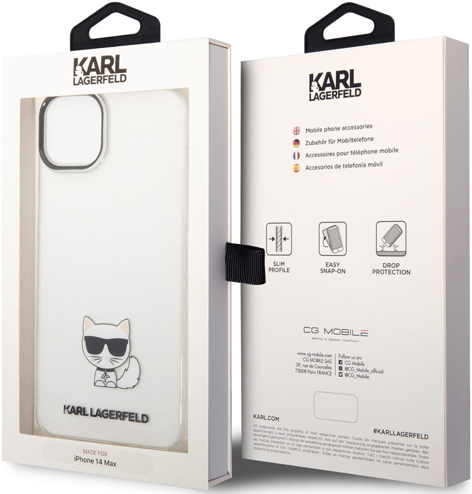 Чехол-накладка Karl Lagerfeld iPhone 14 Plus Choupette Body Logo and Black Camera Outline Прозрачный KLHCP14MCTTR 0319-0661 - фото 5
