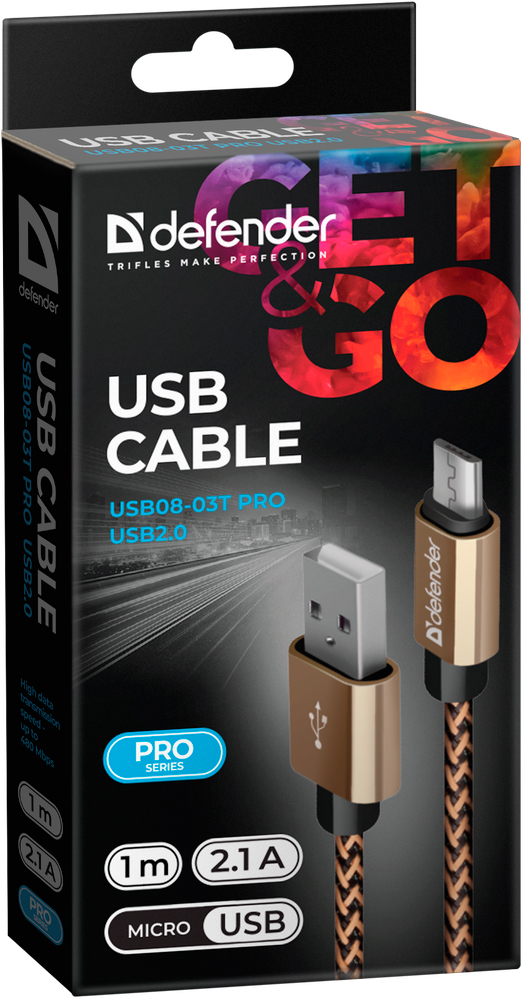 Дата-кабель Defender USB08-03T PRO USB-microUSB 1м Gold 0307-0711 - фото 3