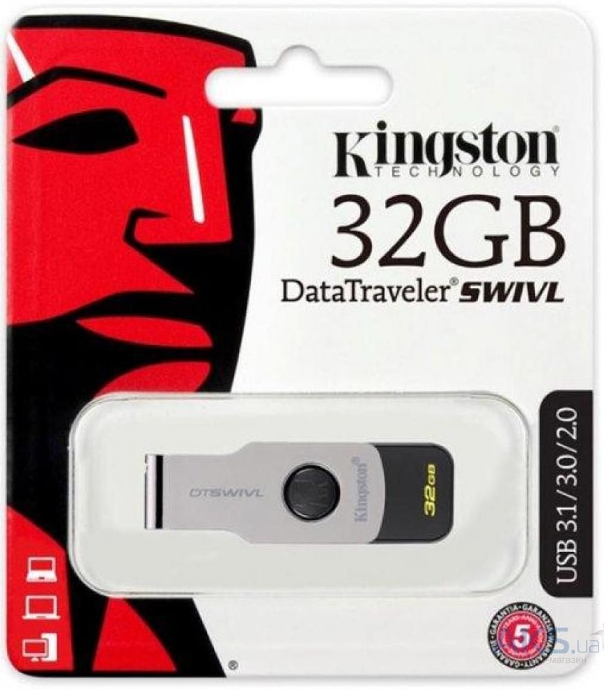 USB Flash Kingston DataTraveler SWIVL 32GB USB 3.0 silver-black (DTSWIVL/32GB) 0305-1366 DTSWIVL/16GB DataTraveler SWIVL 32GB USB 3.0 silver-black (DTSWIVL/32GB) - фото 3