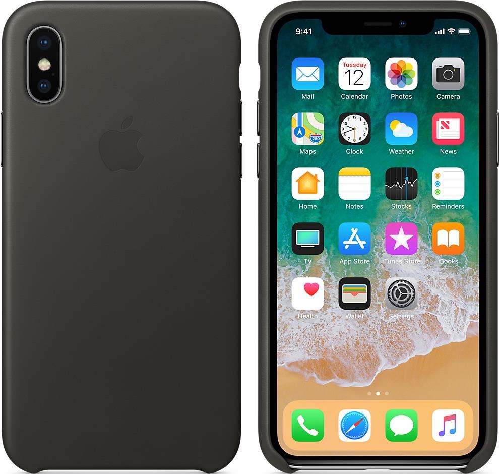 Клип-кейс Apple iPhone X кожаный темно-серый: купить по цене 2 490 рублей в  интернет магазине МТС