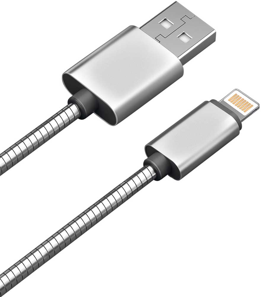 Дата-кабель Akai CE-605S USB-A-Lightning 1м оплетка металл Silver дата кабель akai ce 605s usb a lightning 1м оплетка металл silver