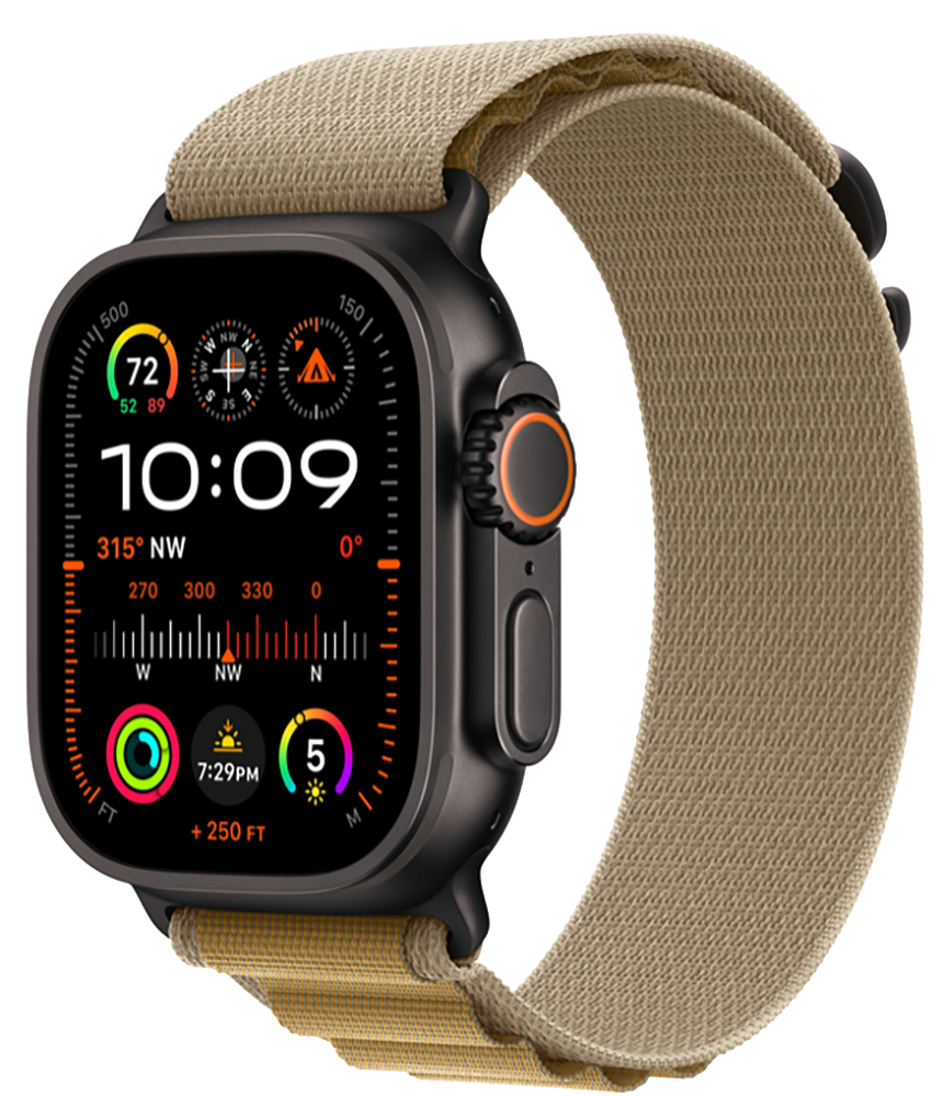 

Часы Apple, Watch Ultra 2 (2024) Black Titanium +ремешок Alpine Loop tan
