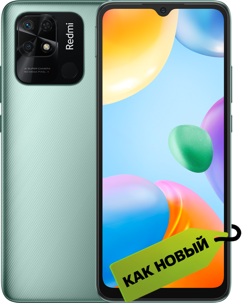 

Смартфон Xiaomi, Redmi 10C 3/64 Гб LTE Зелёная мята «Как новый»