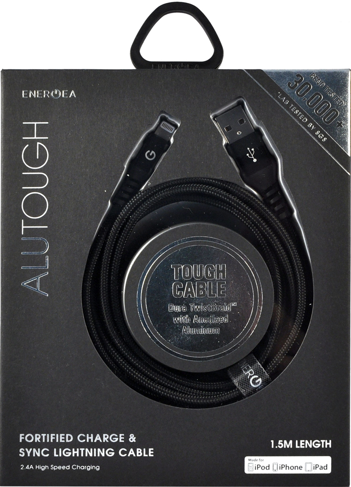 Дата-кабель Energea Alutough Kevlar Blk-150 USB-Lightning Apple MFI 1,5м Black 0307-0392 С разъемом Lightning - фото 3