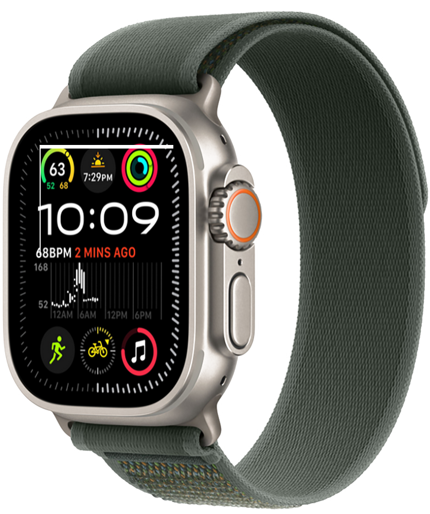 

Часы Apple, Watch Ultra 2 (2024) Natural Titanium +ремешок Trail Loop Green