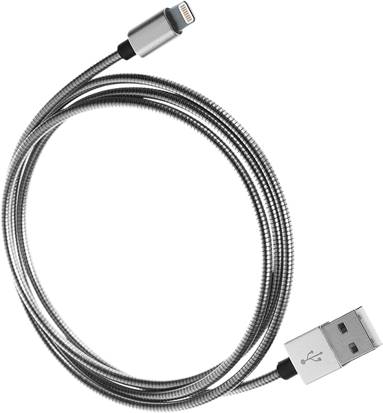 Дата-кабель Qumo USB А-Lightning MFI 1м оплетка металл Silver (21715) 0307-0678 USB А-Lightning MFI 1м оплетка металл Silver (21715) - фото 2