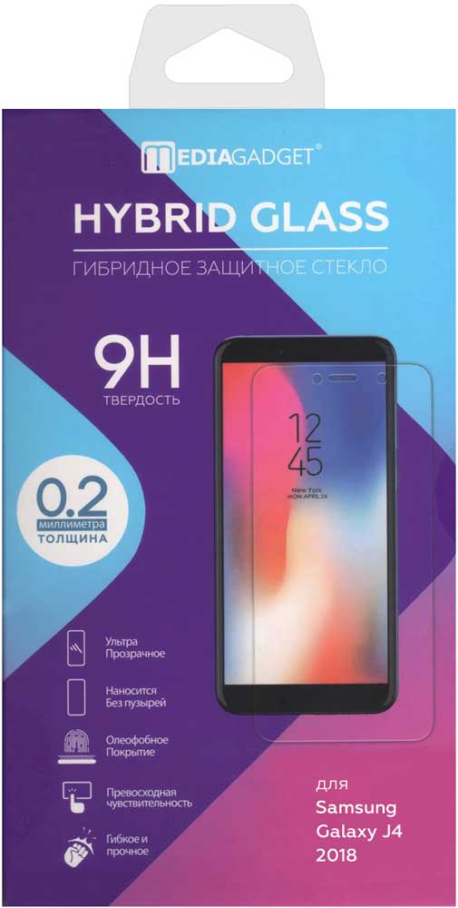

Стекло защитное MediaGadget, Samsung Galaxy J4 2018 Hybrid прозрачное
