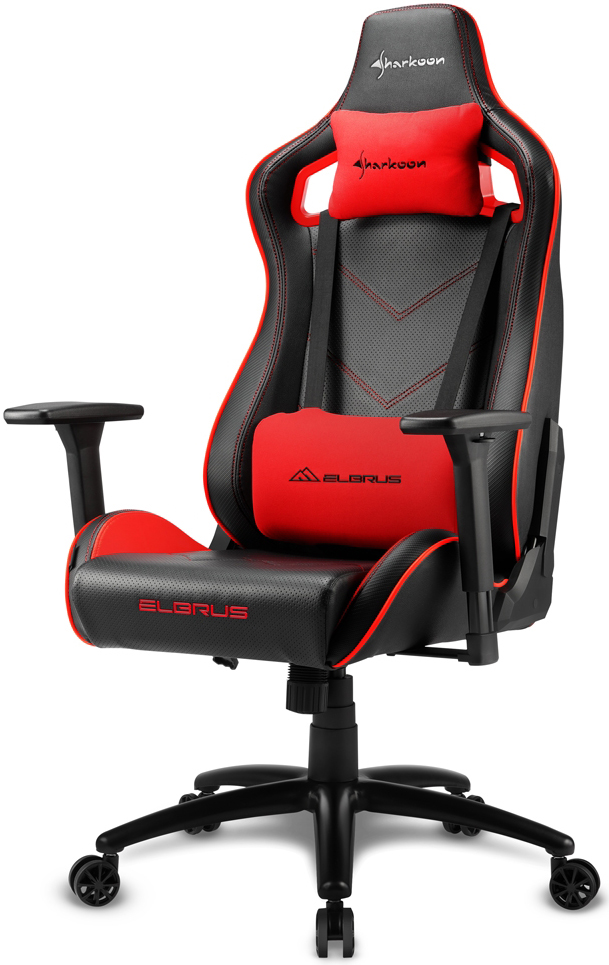 Игровое кресло Sharkoon Elbrus 2 экокожа Черно-красное