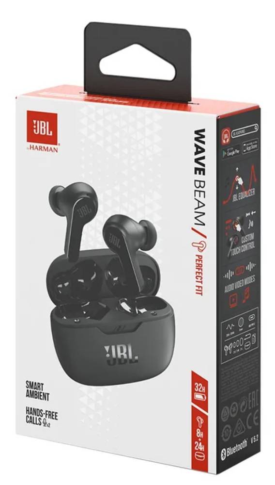 Jbl beam black. Наушники Wave Beam. JBL Wave Beam. Наушники JBL Wave 200tws. Коробка из под наушников JBL Wave Beam.