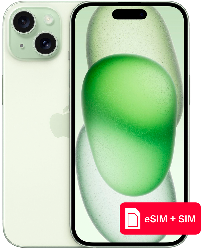 

Смартфон Apple, iPhone 15 512Gb e-SIM + SIM Зеленый