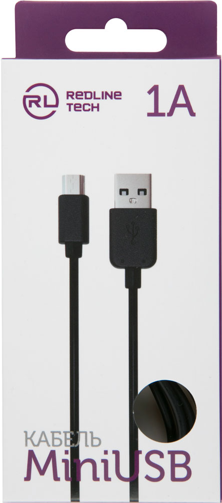 

Дата-кабель RedLine, USB-miniUSB 1м Black