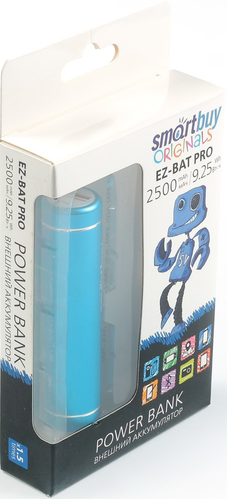 Внешний аккумулятор Smartbuy EZ-BAT PRO 2500 mAh Blue 0301-0574 - фото 4