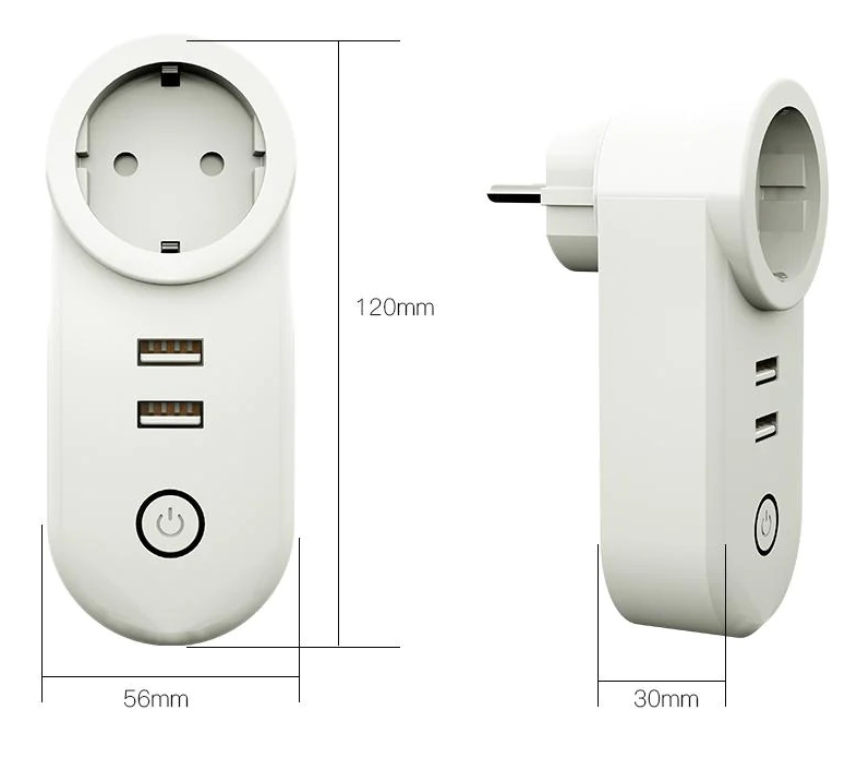 Умная розетка MOES Smart Socket ZP-LZ-EU2U, Zigbee, 110-240 В, 16А Белая 0200-3631 - фото 2