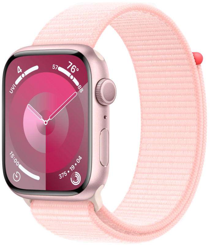Часы Apple Watch Series 9 GPS 45мм корпус из алюминия Розовые + ремешок Sport Loop Розовый