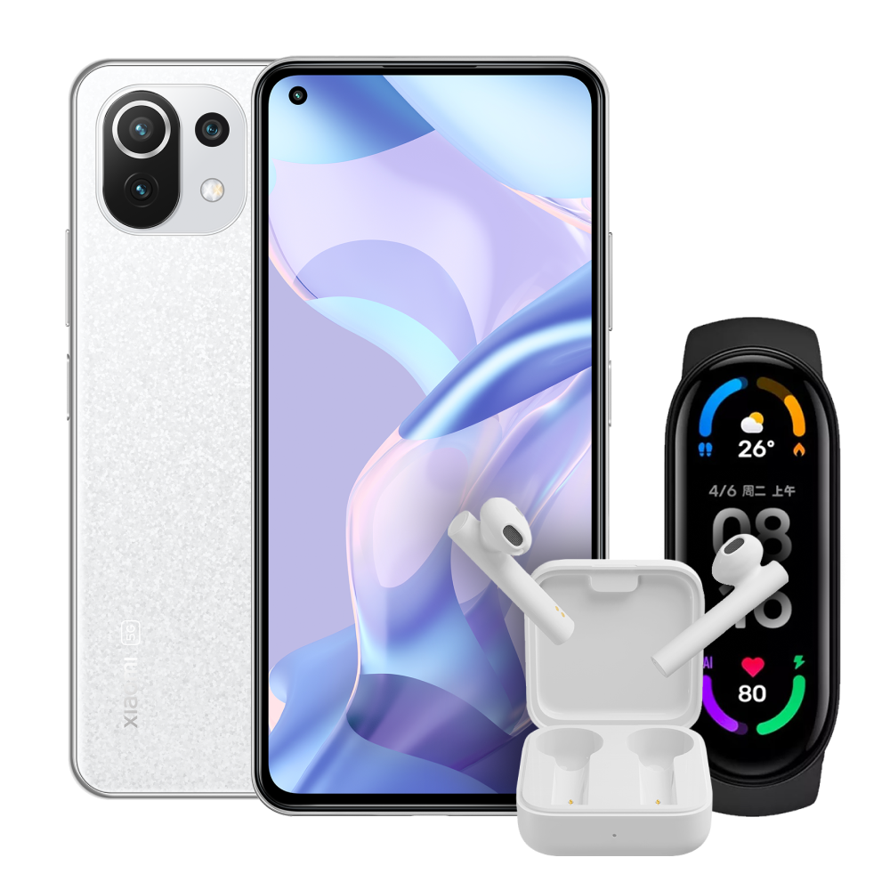 

Комплект Xiaomi, 11 Lite NE 8/128GB 5G White + Браслет Mi Band 6 + Наушники TWS 2 Basic