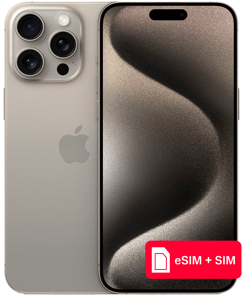 Смартфон Apple iPhone 15 Pro Max 256Gb eSIM + SIM Натуральный титан