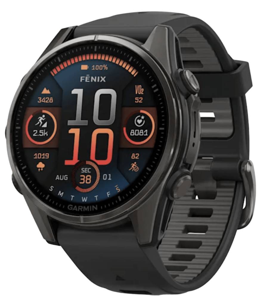 

Часы Garmin, Fenix 8 Amoled Sapphire DLC 43мм Черные с силиконовым ремешком