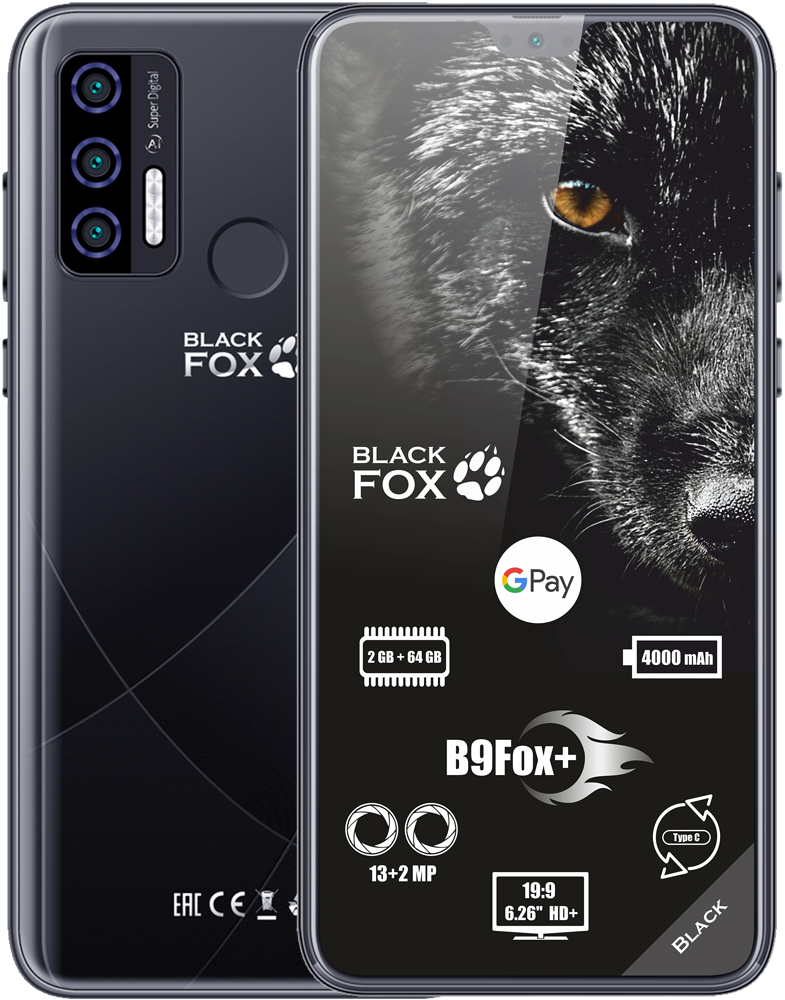 Смартфон Black Fox B9 Fox+ 2/64Gb Graphite ulefone armor x6 pro защищенный смартфон android 12 nfc мобильный телефон 4 гб оперативной памяти 4000 мач сотовый телефон глобальный водонепроницаемый