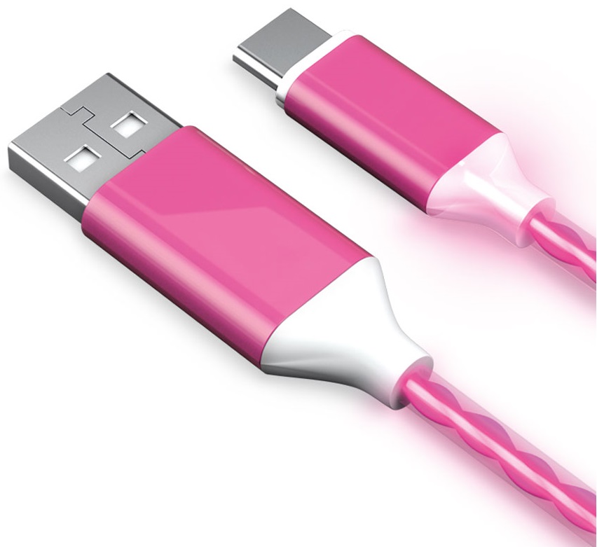Дата-кабель Akai CE-461PK LED USB-Type-C 1м Pink 0307-0565 - фото 1