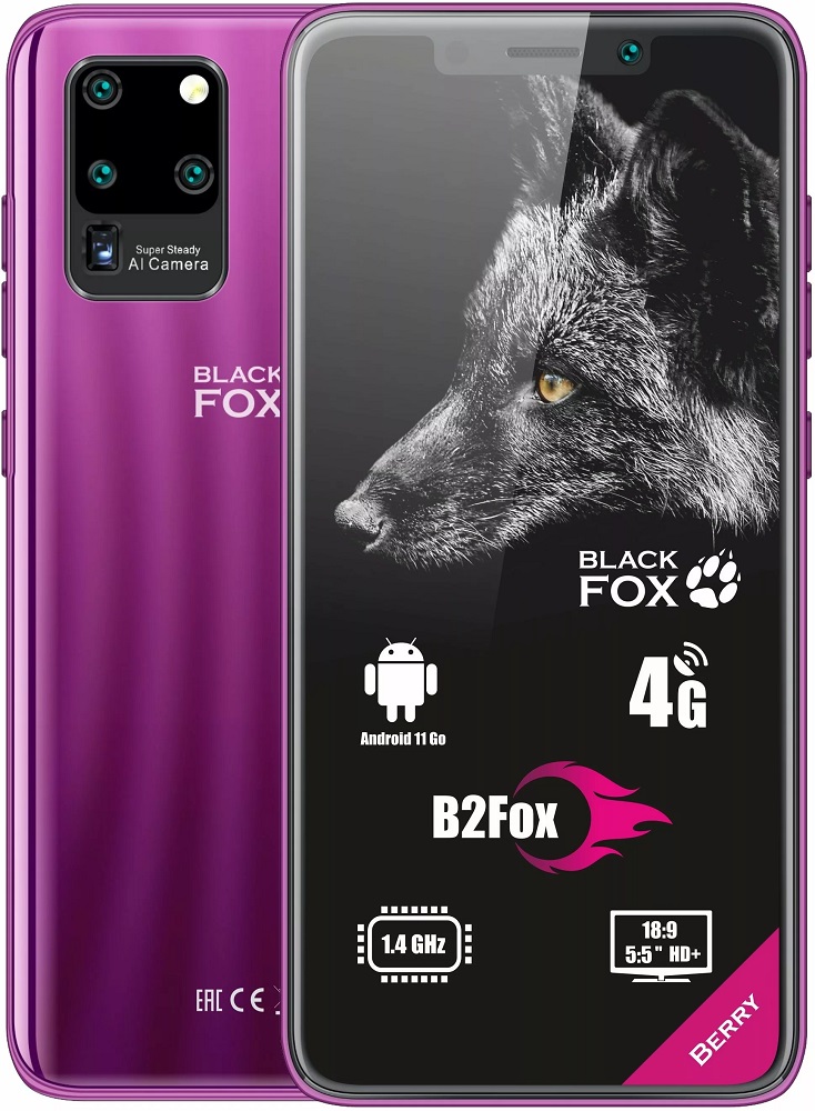 Смартфон Black Fox B2 Fox 1/8Gb Berry смартфон android глобальная версия mate48 pro 6 128 гб 5 8 дюйма hd полный экран mtk6889 deca cores cpu 13 24 мп 4800 мач 1080x2320