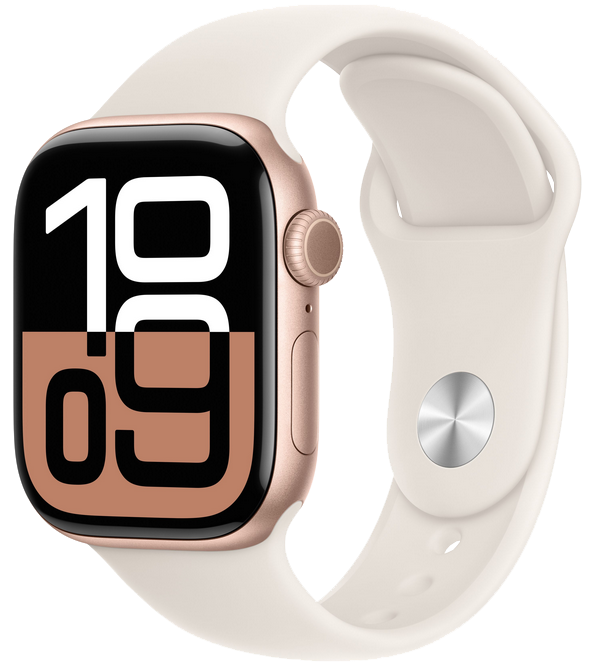 

Часы Apple, Watch Series 10 GPS 42мм корпус из алюминия Rose Gold+ремешок Sport Band Starlight