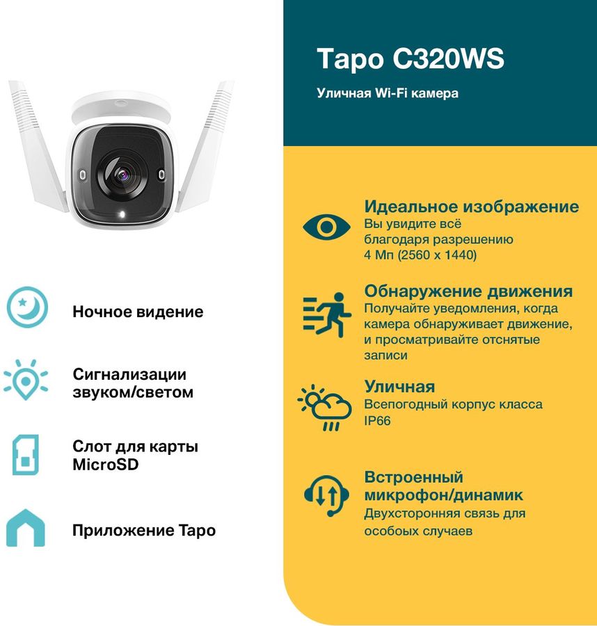 IP-камера TP-Link Tapo C320WS WiFi уличная Белая 0200-3242 - фото 2