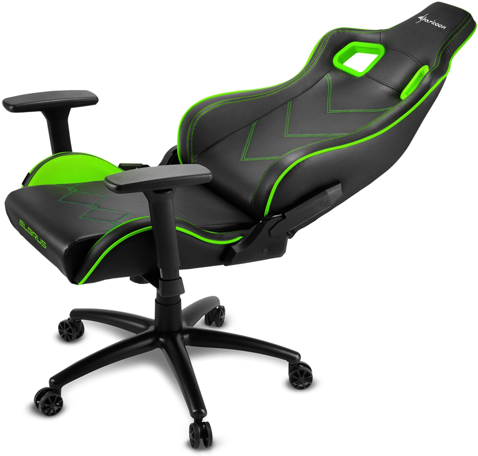 Игровое кресло Sharkoon Elbrus 2 экокожа Черно-зеленое 0200-3015 ELBRUS 2 BK/GN - фото 5