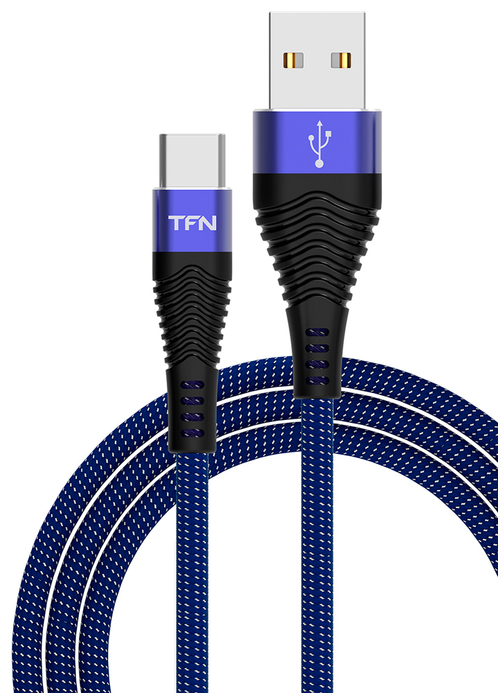 

Дата-кабель TFN, Type-C с защитой от излома Black/Blue