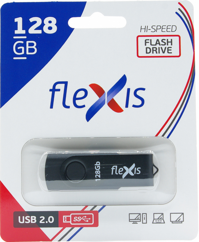 USB Flash FLEXIS RB-103 128GB USB2.0 Black 0305-1325 - фото 1