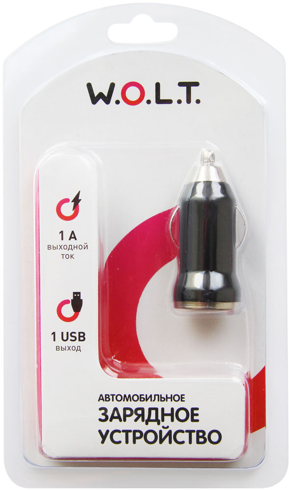 

АЗУ W.O.L.T., 1USB 1A универсальное Black